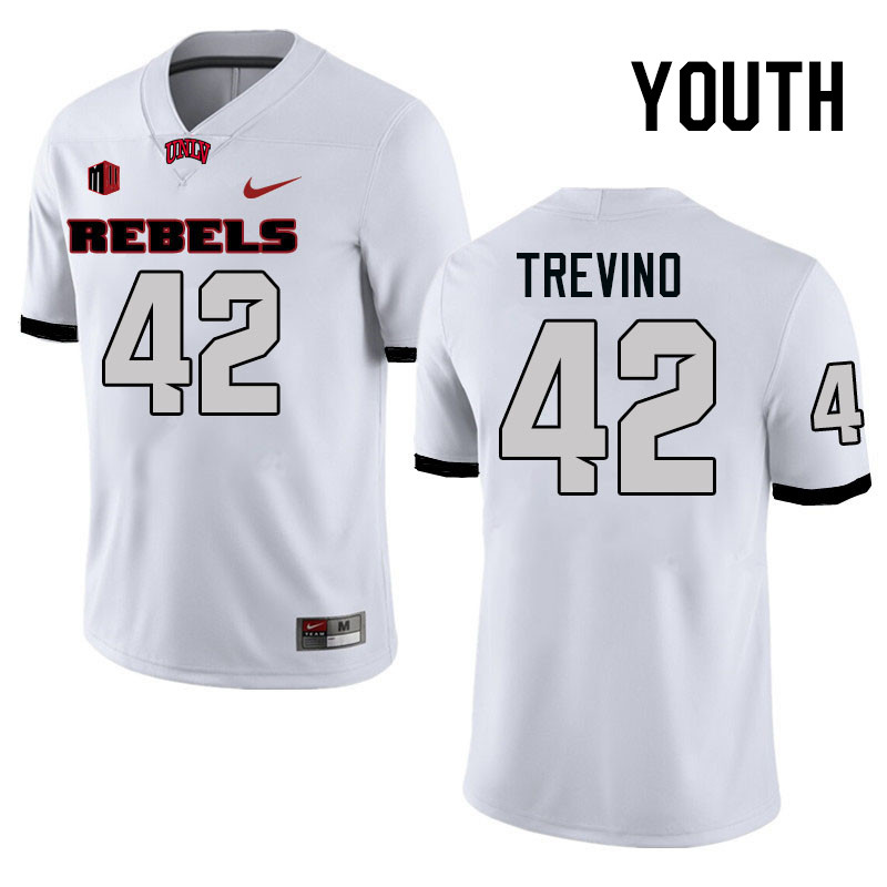 Youth #42 Oscar Trevino UNLV Rebels College Football Jerseys Stitched-White